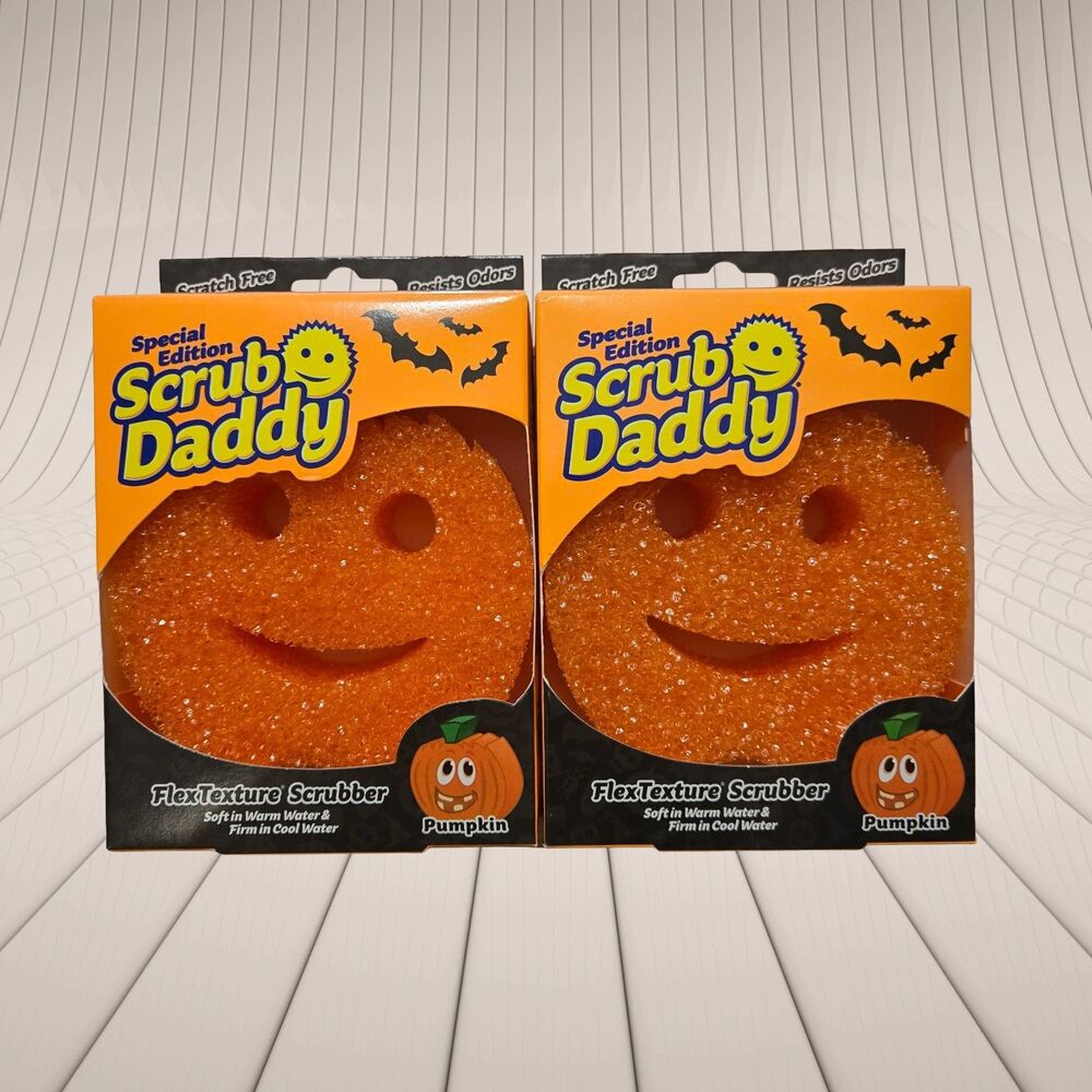 2X Scrub Daddy Halloween Limited Edition Pumpkin Sponge Orange Fall